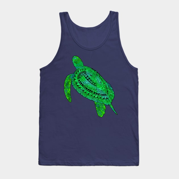 Tribal Green Sea Turtle Tank Top by macdonaldcreativestudios